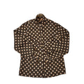 70s Vintage Brown Print Blouse Women's Size Medium 10-12
