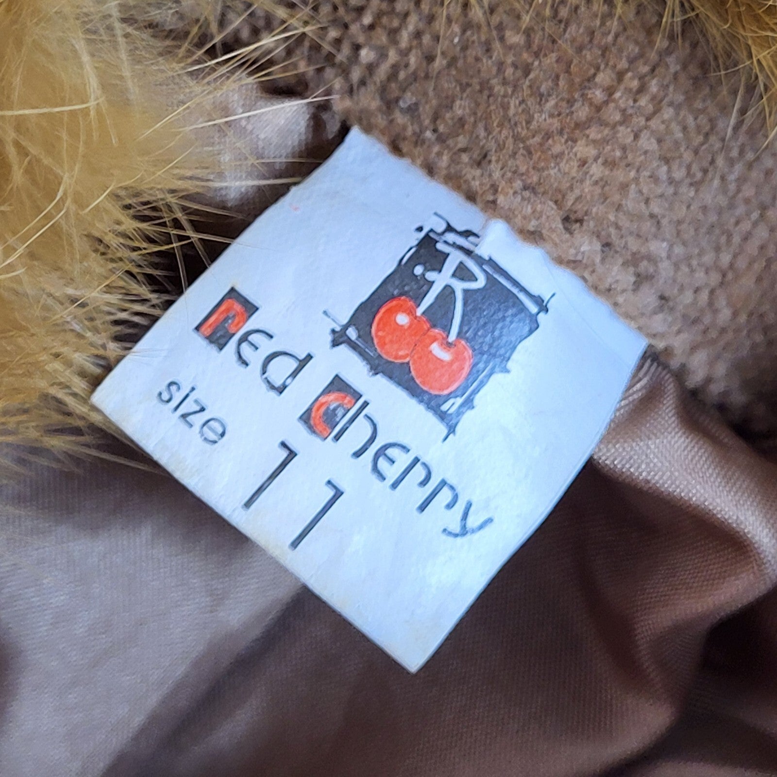 Red Cherry Brown 80s Buttons Corduroy Coat Uk Girl's Size 11 Years