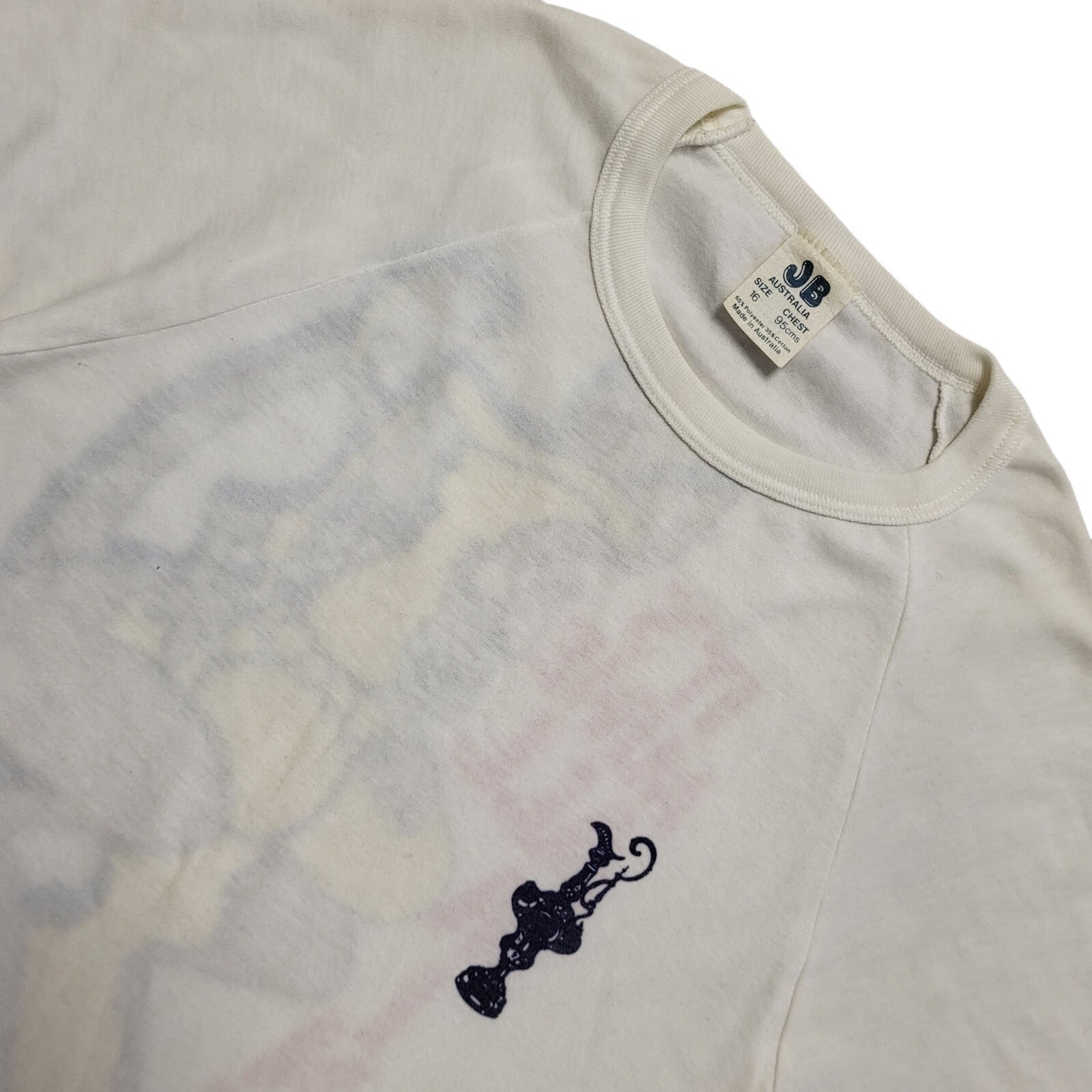 JB Australia '87 Vintage 80's White Single Stitch T-Shirt Womens UK 6 (age 16)