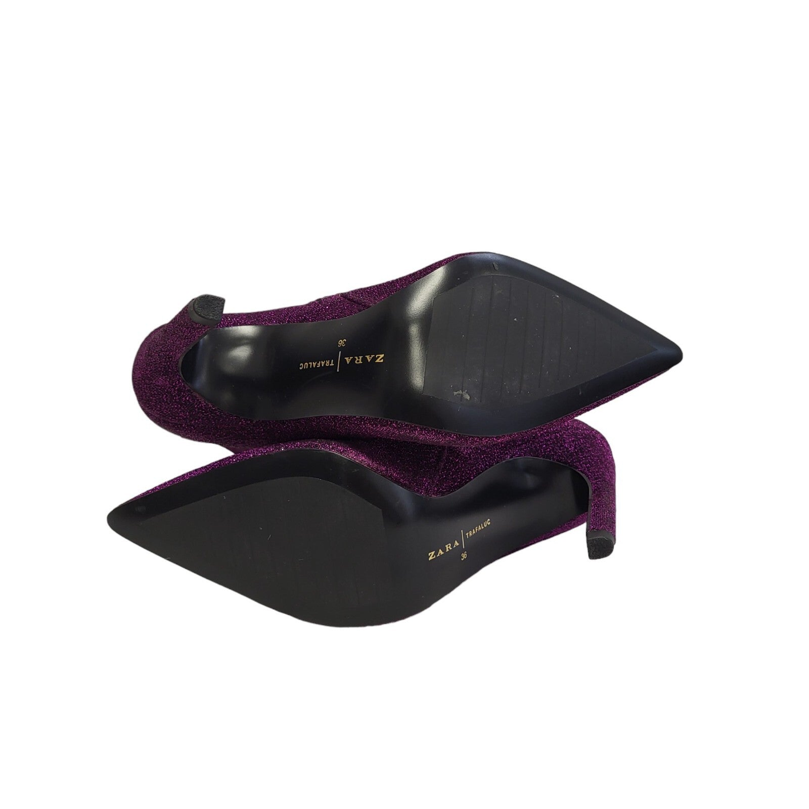 Zara Purple Glitter Zip-Up Heels Ankle Boots Uk Women's Size 3 Bnwob