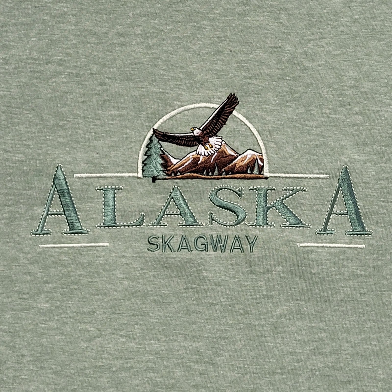 Alaska Skagway Teemax Green Vintage 90s  Short Sleeve T-Shirt Uk Men's XL