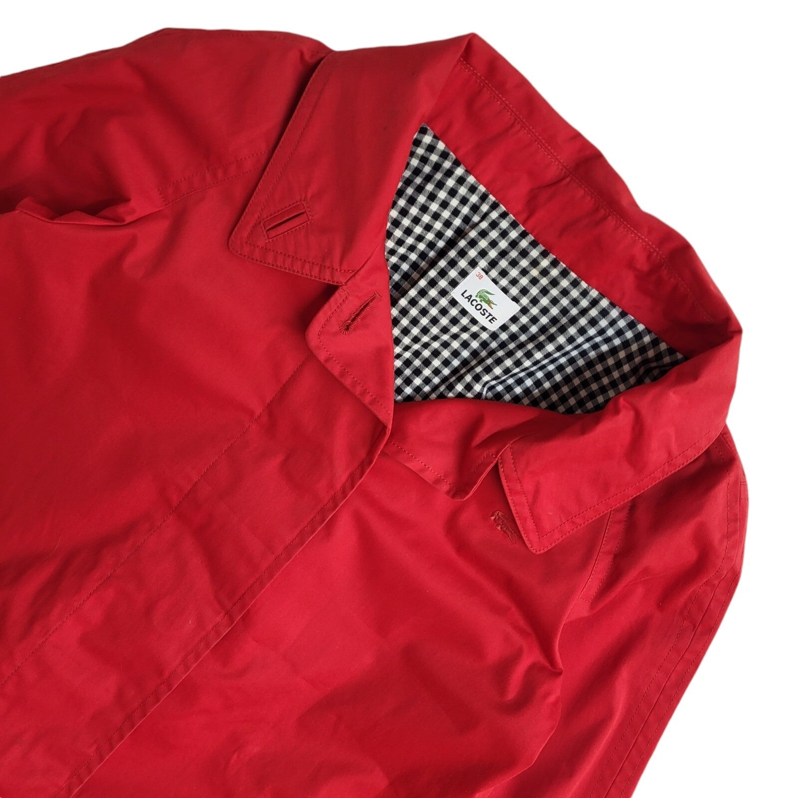 Lacoste Vintage 90's Red Long Collared Button Front Coat Women's Uk 10