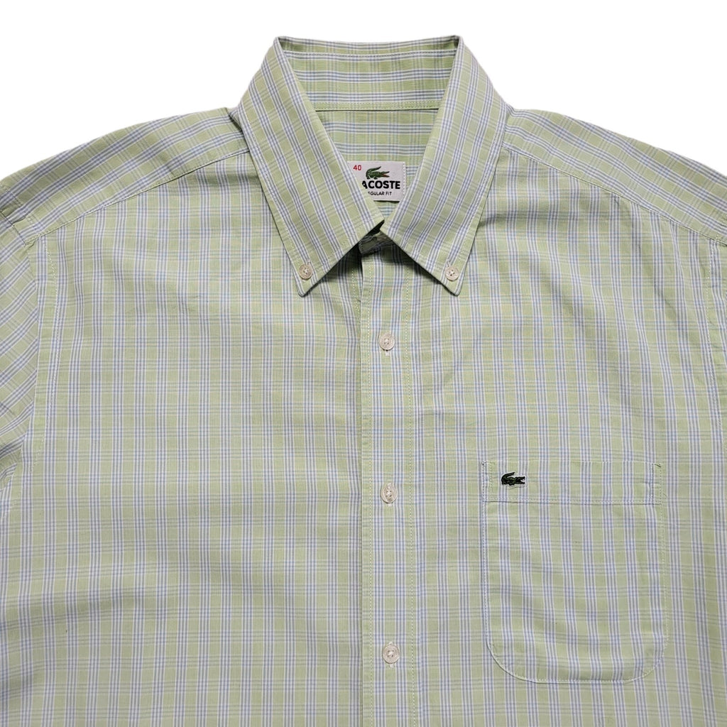 Lacoste Vintage 90's Green Blue Check Short Sleeve Shirt Men's UK L
