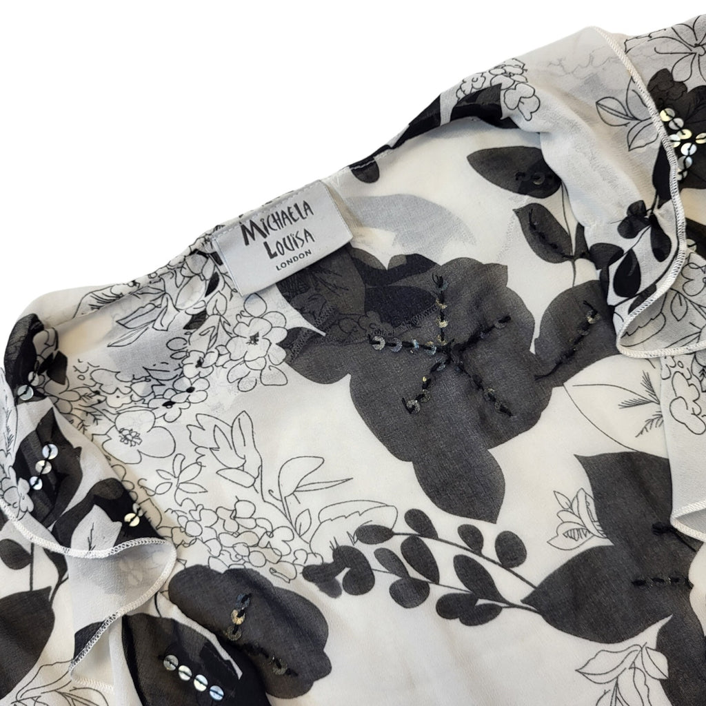 Michaela Louisa 90s Vintage Floral Print Front Tie Crop Blouse Women's 16