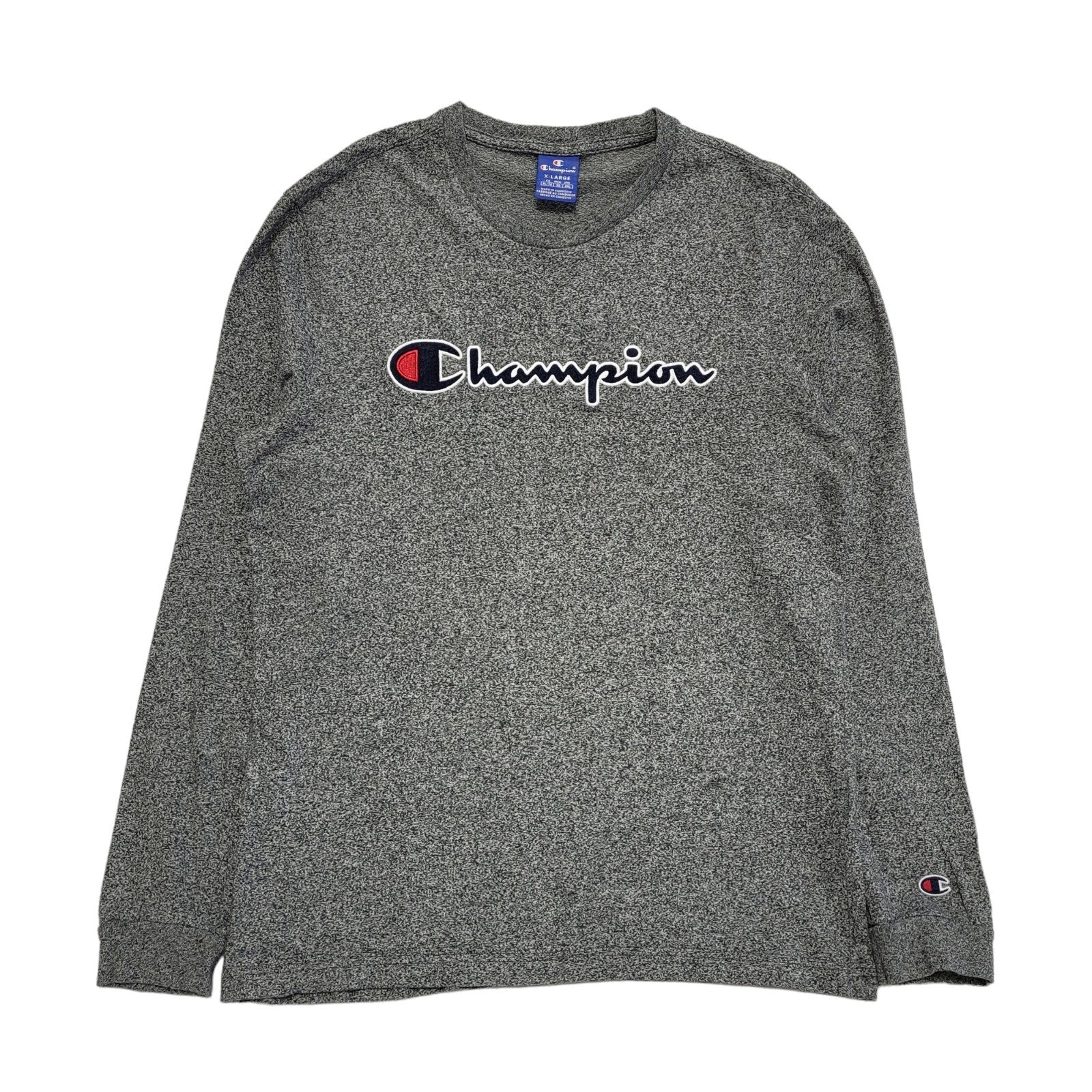 Champion Vintage 90s Grey Long Sleeve T-Shirt Mens UK Size XL