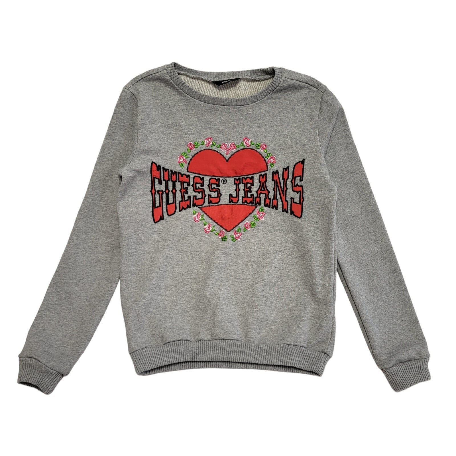 GUESS Vintage Y2K Grey Crew Neck Sweatshirt Girls Age 14 years