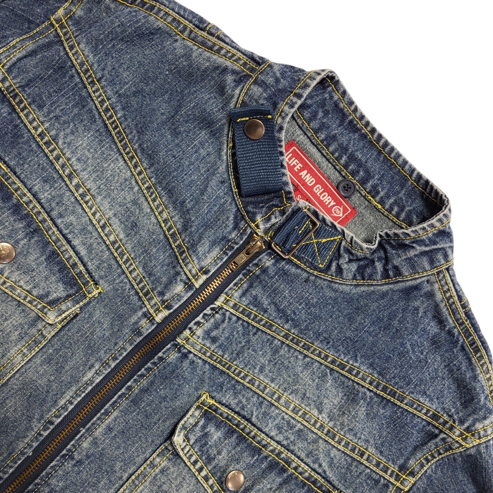 Life & Glory Blue 90s Vintage Button Denim Jacket Uk Men's Size S