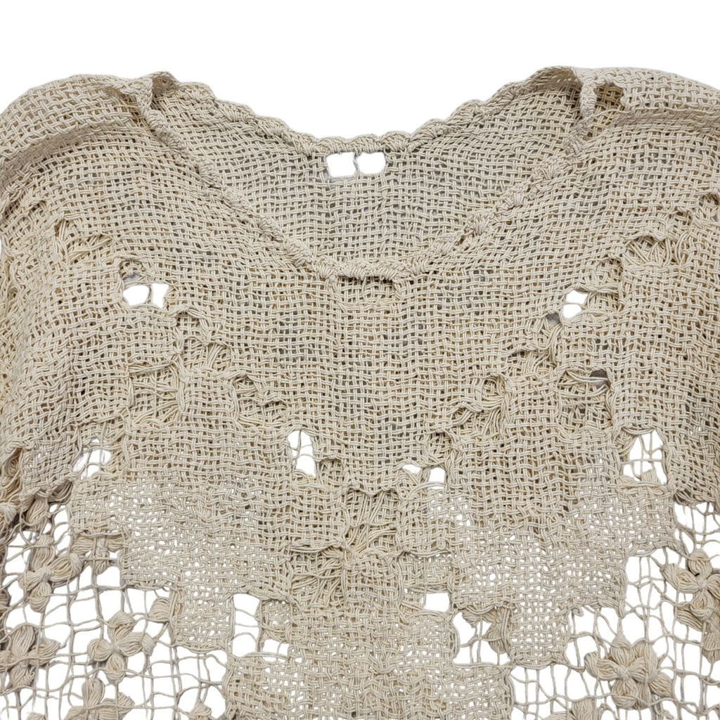 90s Vintage Beige  Round Neck Knitted Jumper Uk Women's Size 12