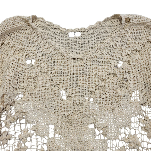 90s Vintage Beige  Round Neck Knitted Jumper Uk Women's Size 12