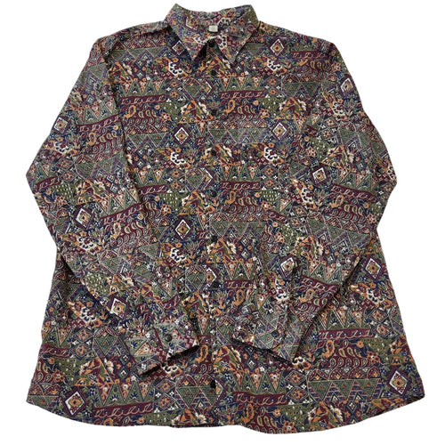Angelo Litrico 90s Vintage Retro Abstract Long Sleeve Shirt Mens Size Medium.