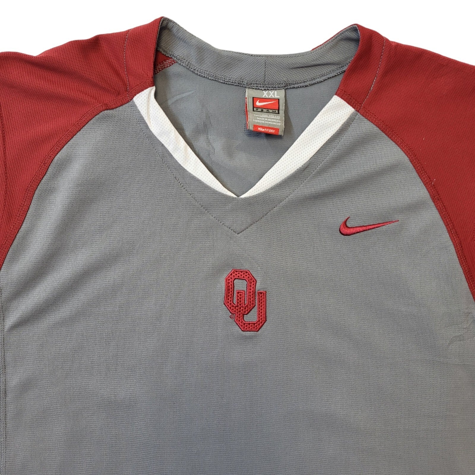 Nike Team 90s Vintage Grey & Red Sports Sleeveless Jersey Men's Size 2XL
