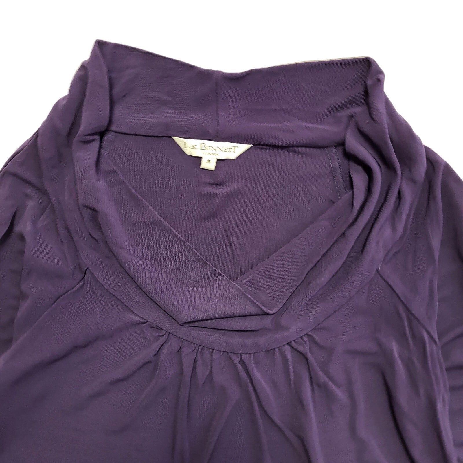 L.K.Bennett Vintage Y2K Purple 3/4 Sleeve Cowl Neck Top Womens UK S
