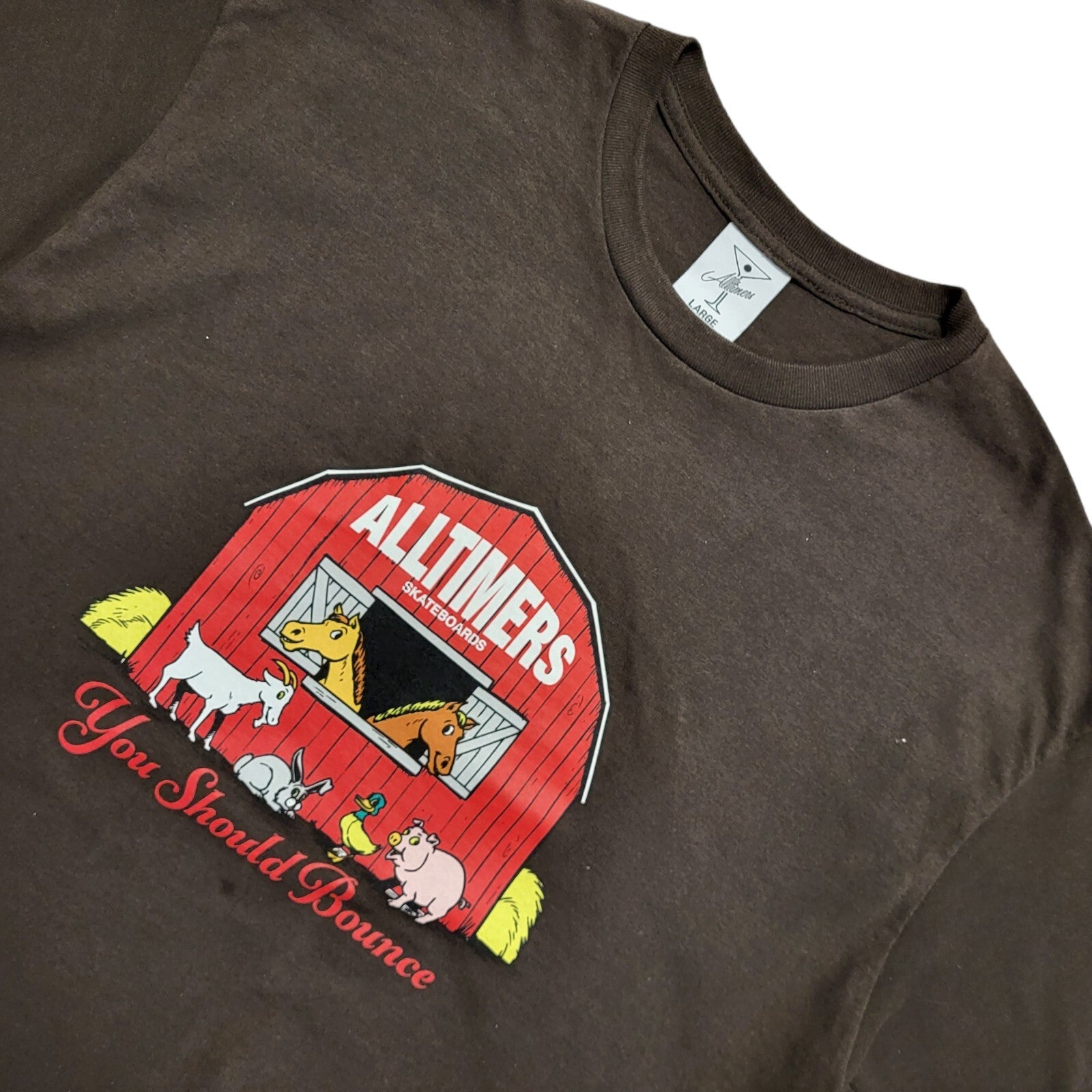 Alltimers Brown Vintage 90s 'You Should Bounce' Short Sleeve T-Shirt Mens Size L