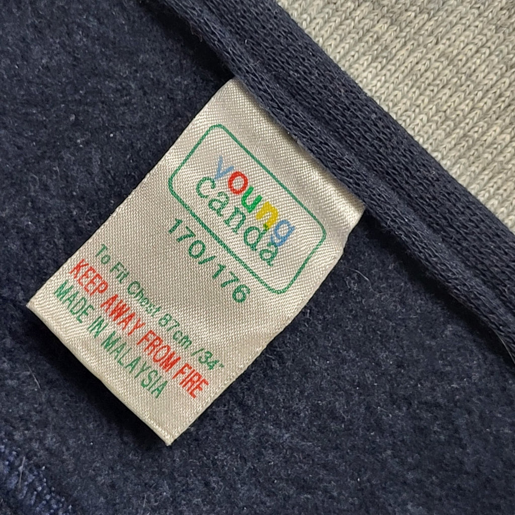 Young Canda Vintage 80s  Blue Collared 1/4 Button Sweatshirt Age 16-17 Years