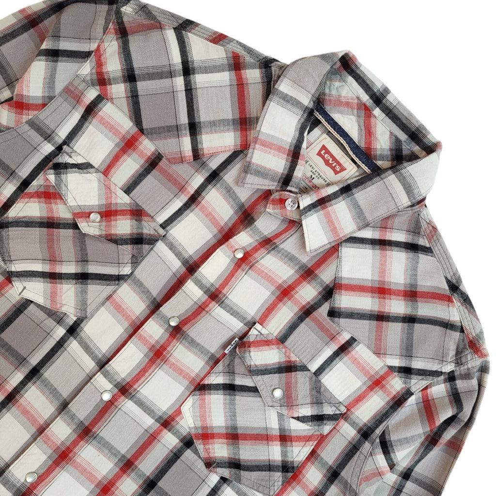 Levi's Grey,Red & Black Western Checked 90s Long Sleeve Shirt Men's Size M
