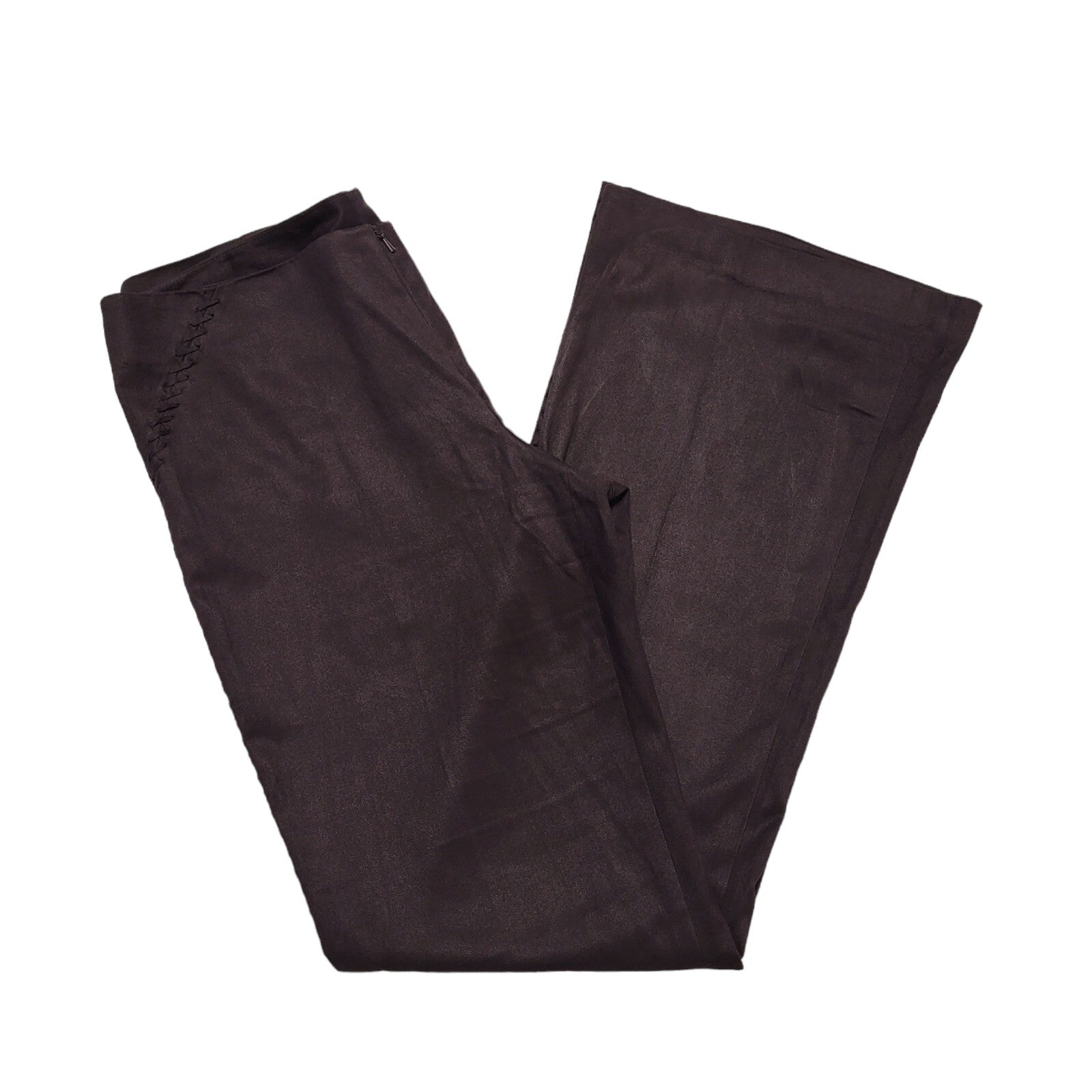 Next 90s Purple Bootcut Mid-Waisted Zip Up Trousers UK Women's 14 W34 L32