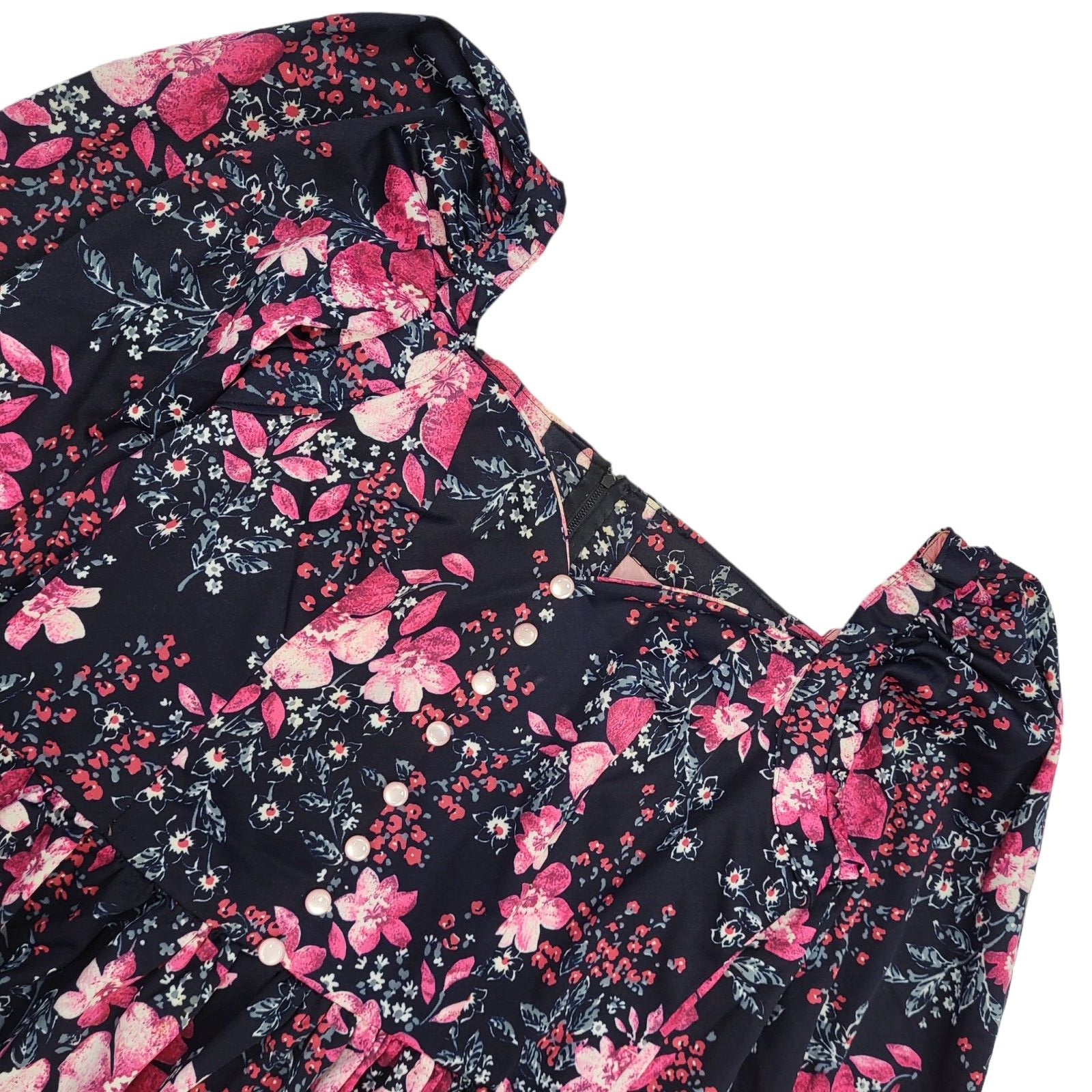 70s Vintage Purple Floral Puffed Shoulder Maxi Dress Women's 8