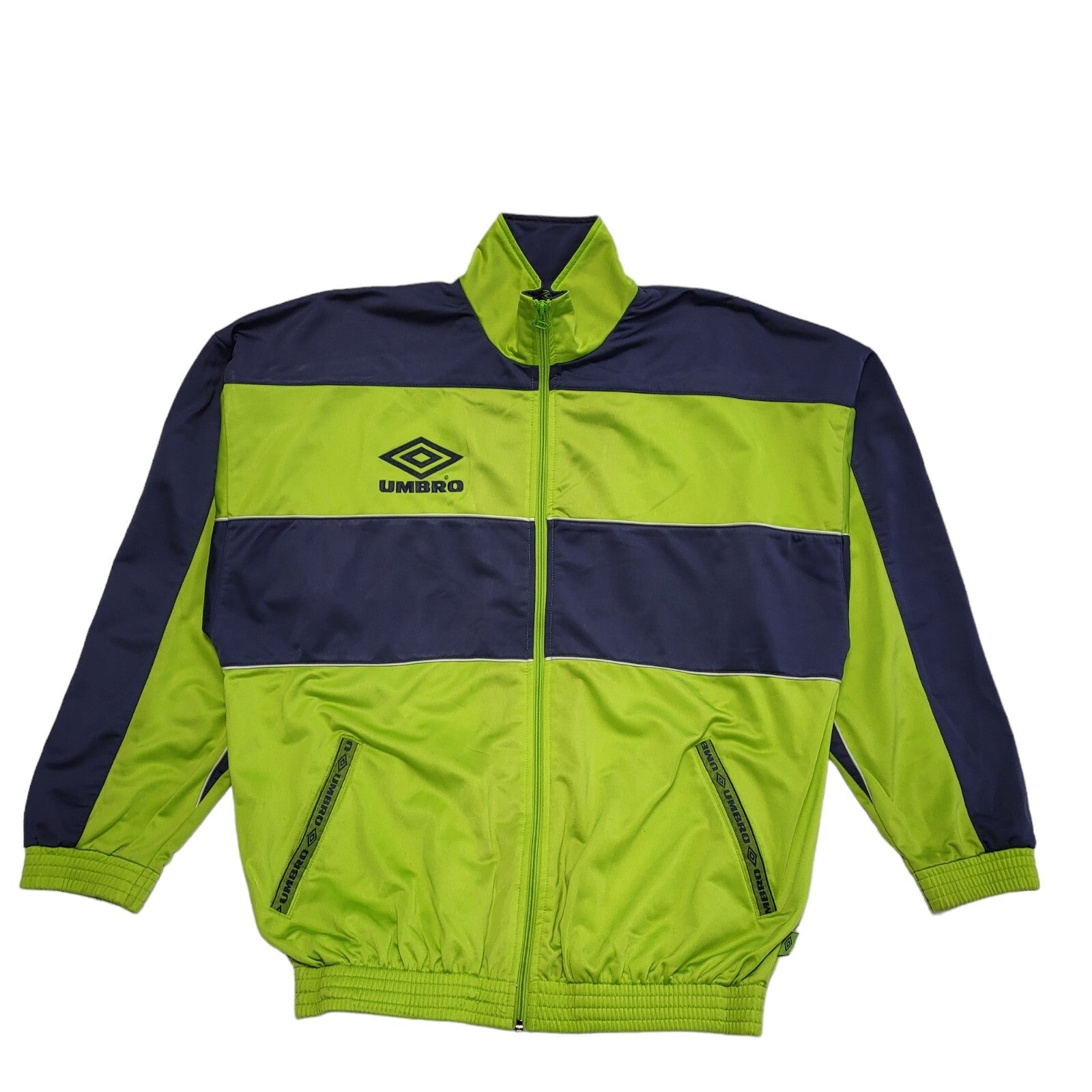 Umbro Black & Green Vintage 90s Sports Track Jacket Uk Men's Size Large