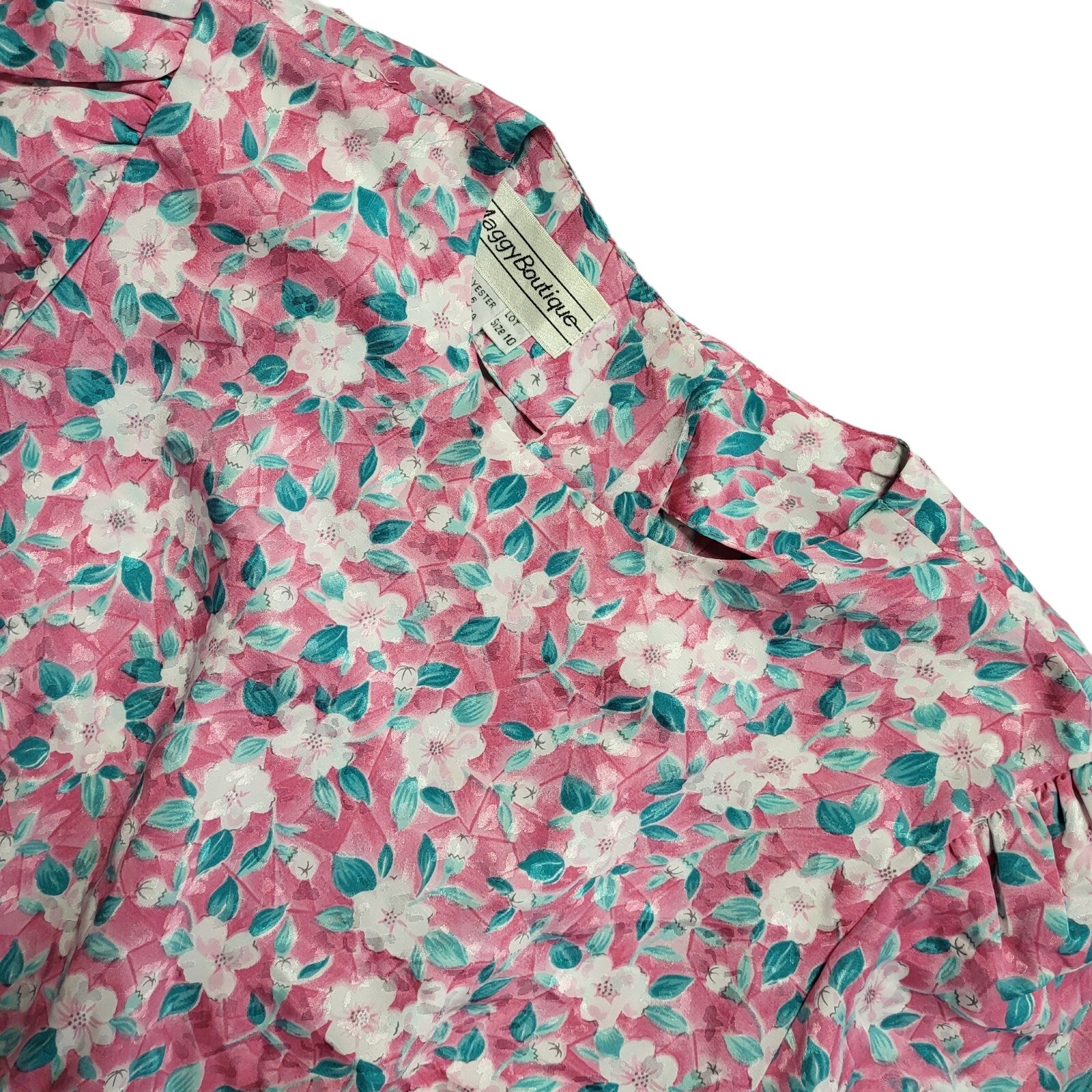 Maggy Boutique Vintage 80's Pink Floral Daywear Dress Uk Women's Size 10