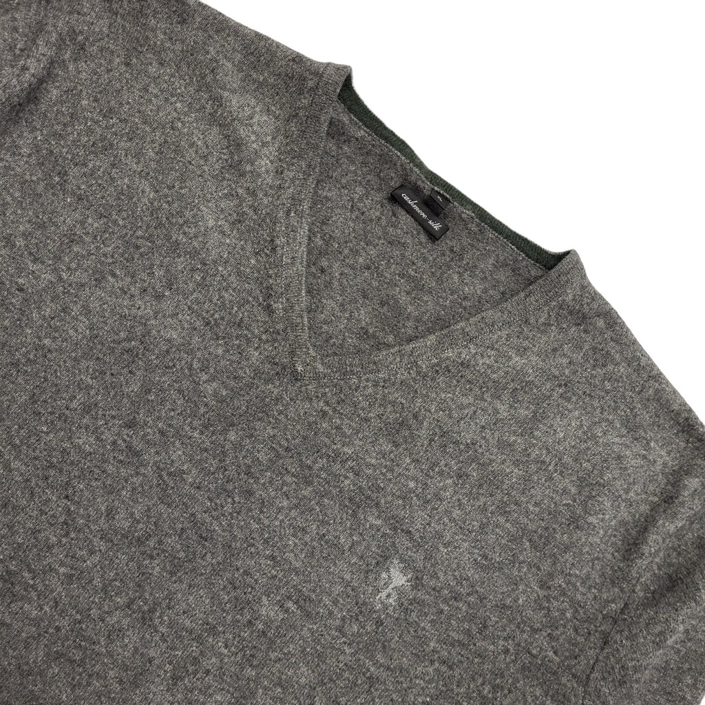 Vintage Grey V-Neck Y2k Cashmere Silk Jumper Uk Men's Size XL