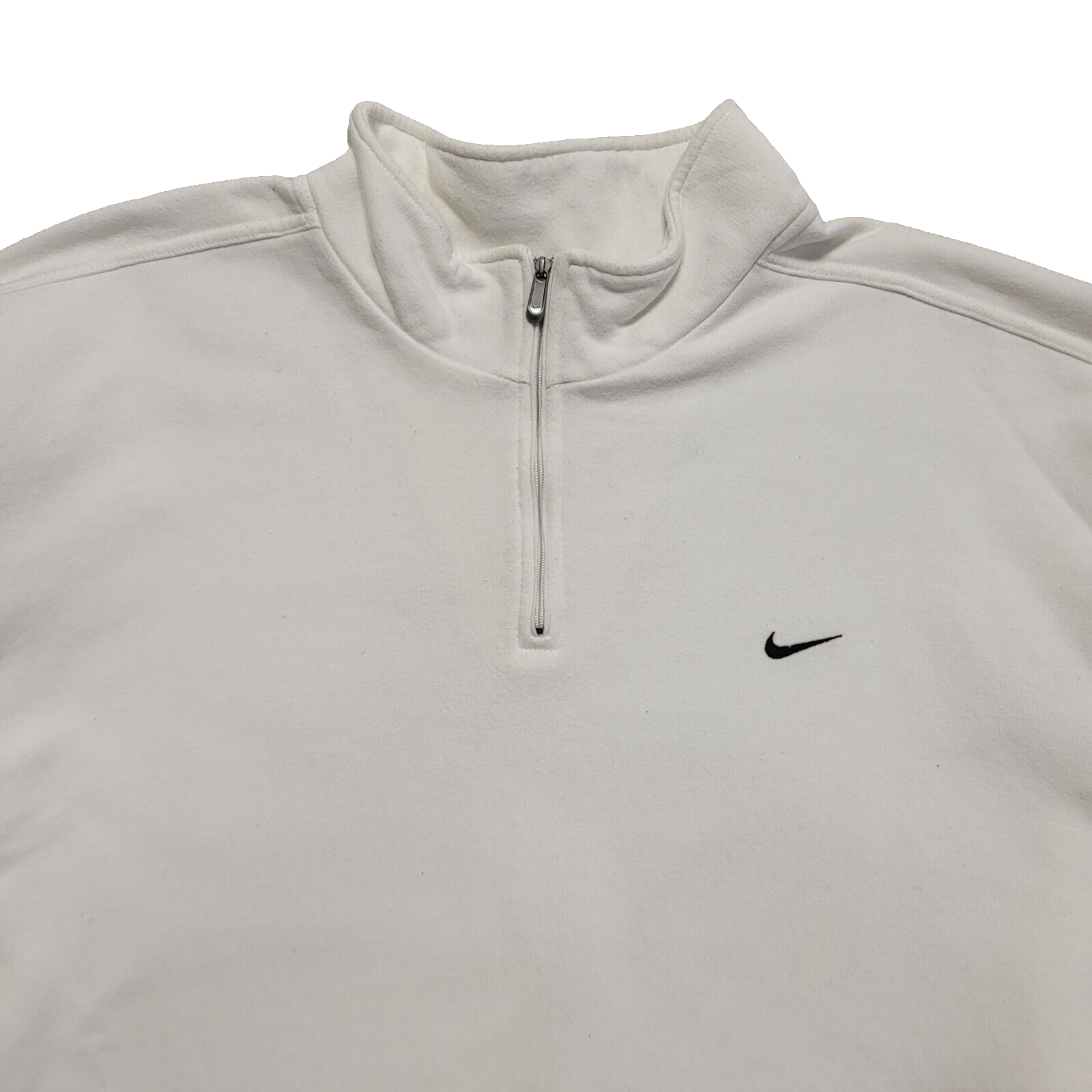 Nike White 90s Vintage 1/4 Zip Active Wear Sports Top Uk Men's Size 2XL