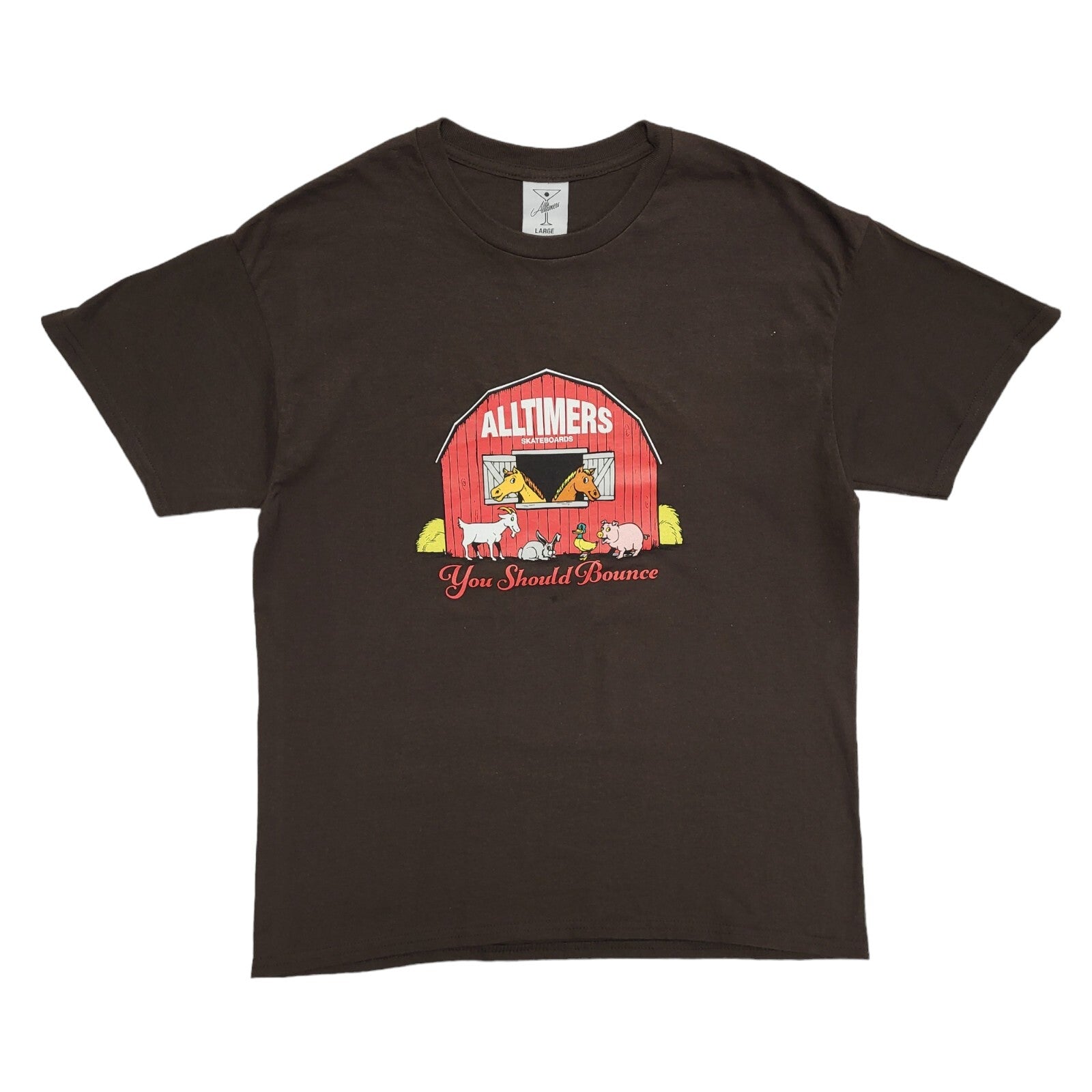 Alltimers Brown Vintage 90s 'You Should Bounce' Short Sleeve T-Shirt Mens Size L