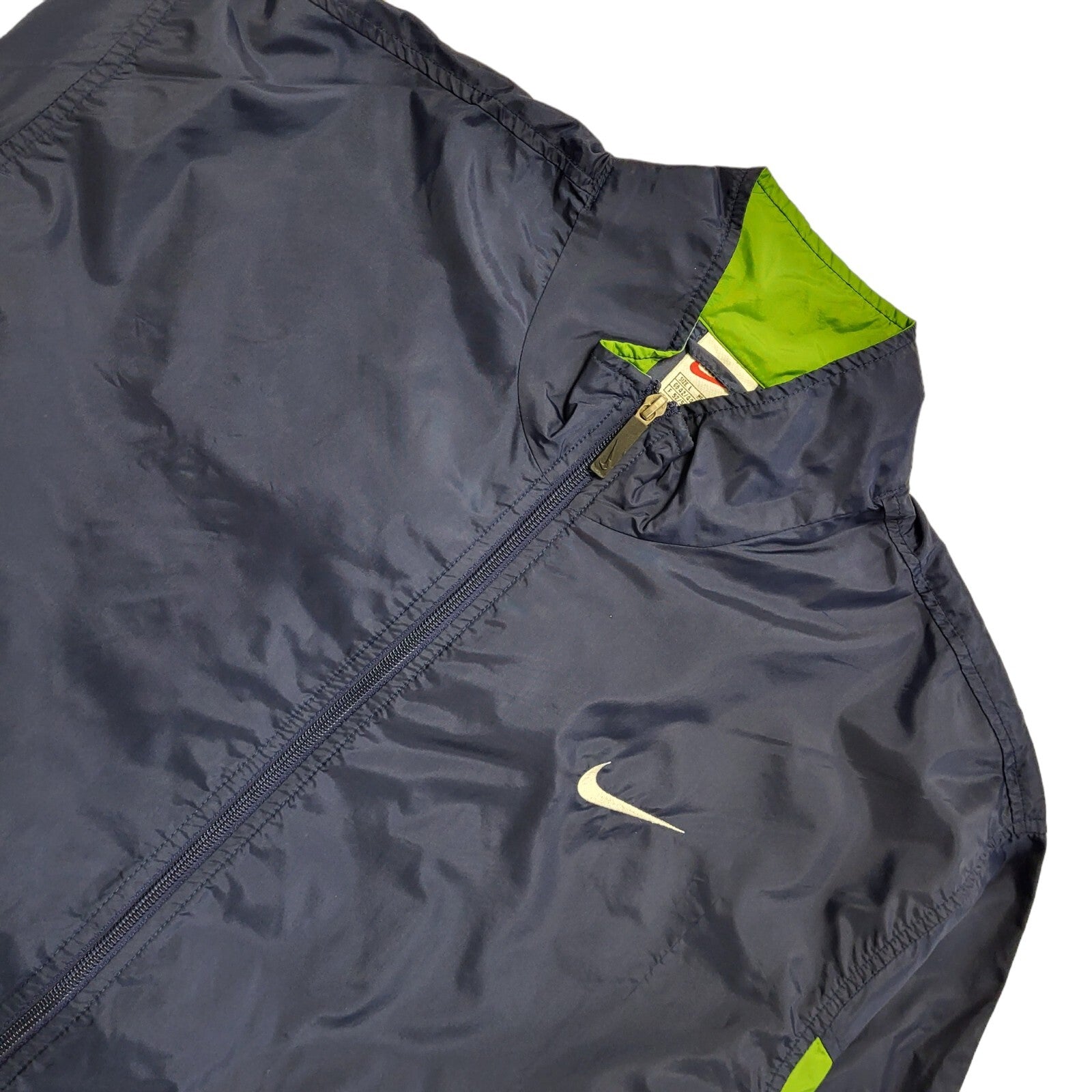Nike 90s Vintage Navy Blue Green Tracksuit Top / Jacket Uk Men's Size Large
