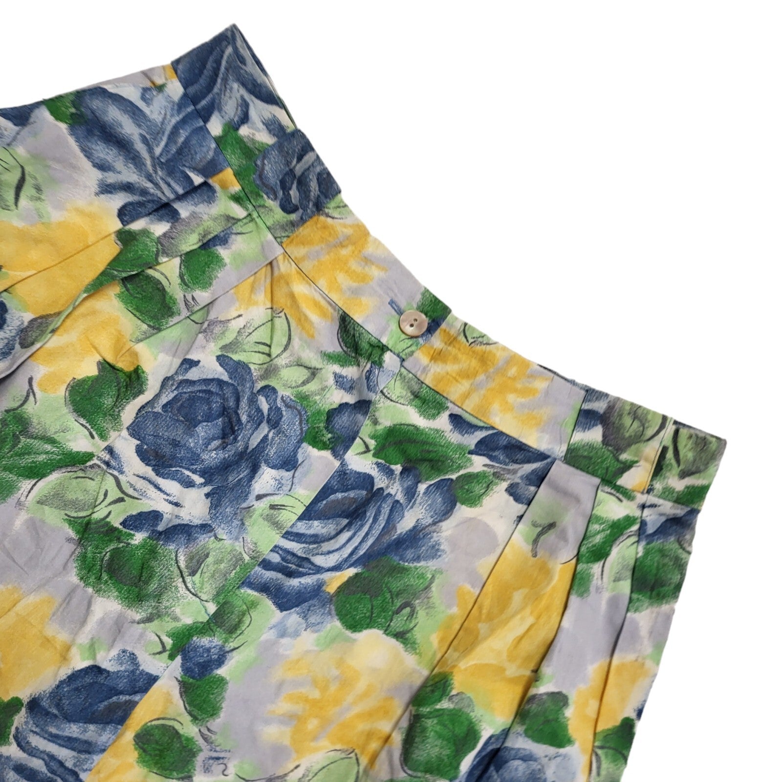 Melvin 90s Vintage Green Yellow Floral Shorts Uk Women's Size 14