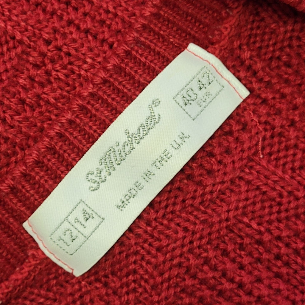 St Michael Vintage 90's Red  Button Front Cardigan Womens UK Size 12/14