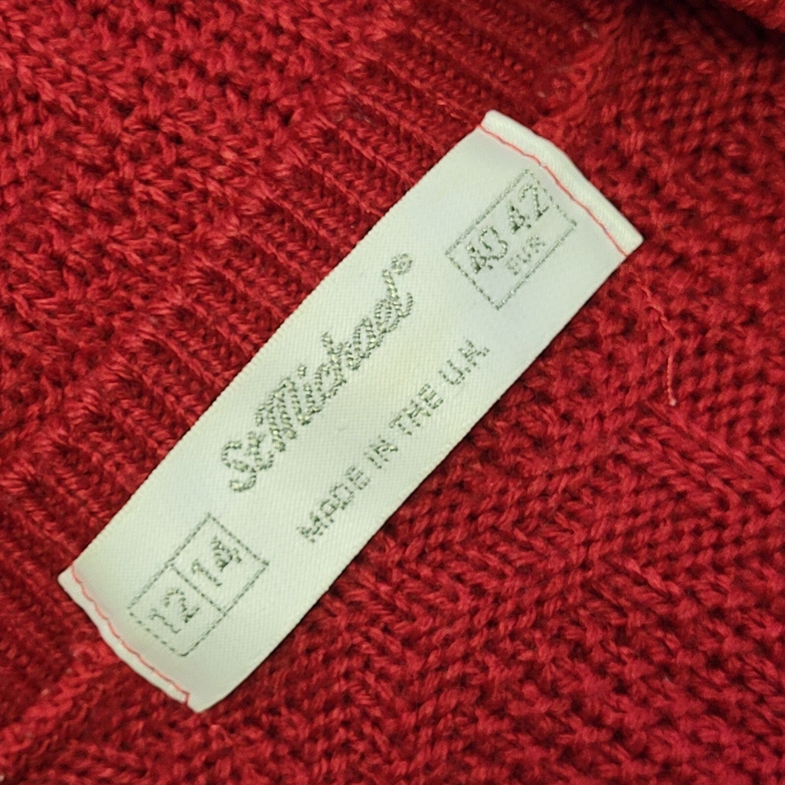 St Michael Vintage 90's Red  Button Front Cardigan Womens UK Size 12/14
