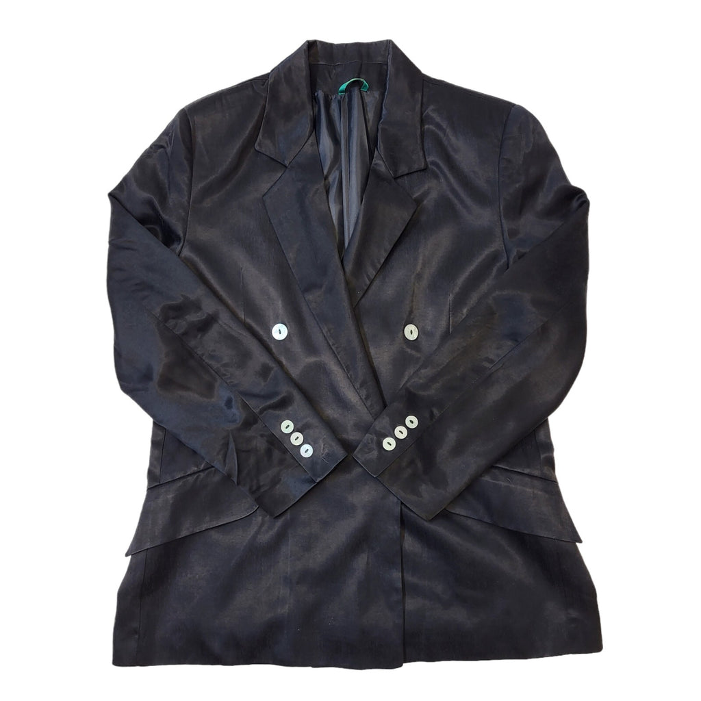 Canda C&A 80s Vintage Black Double Breasted Blazer Jacket Women's Size 16