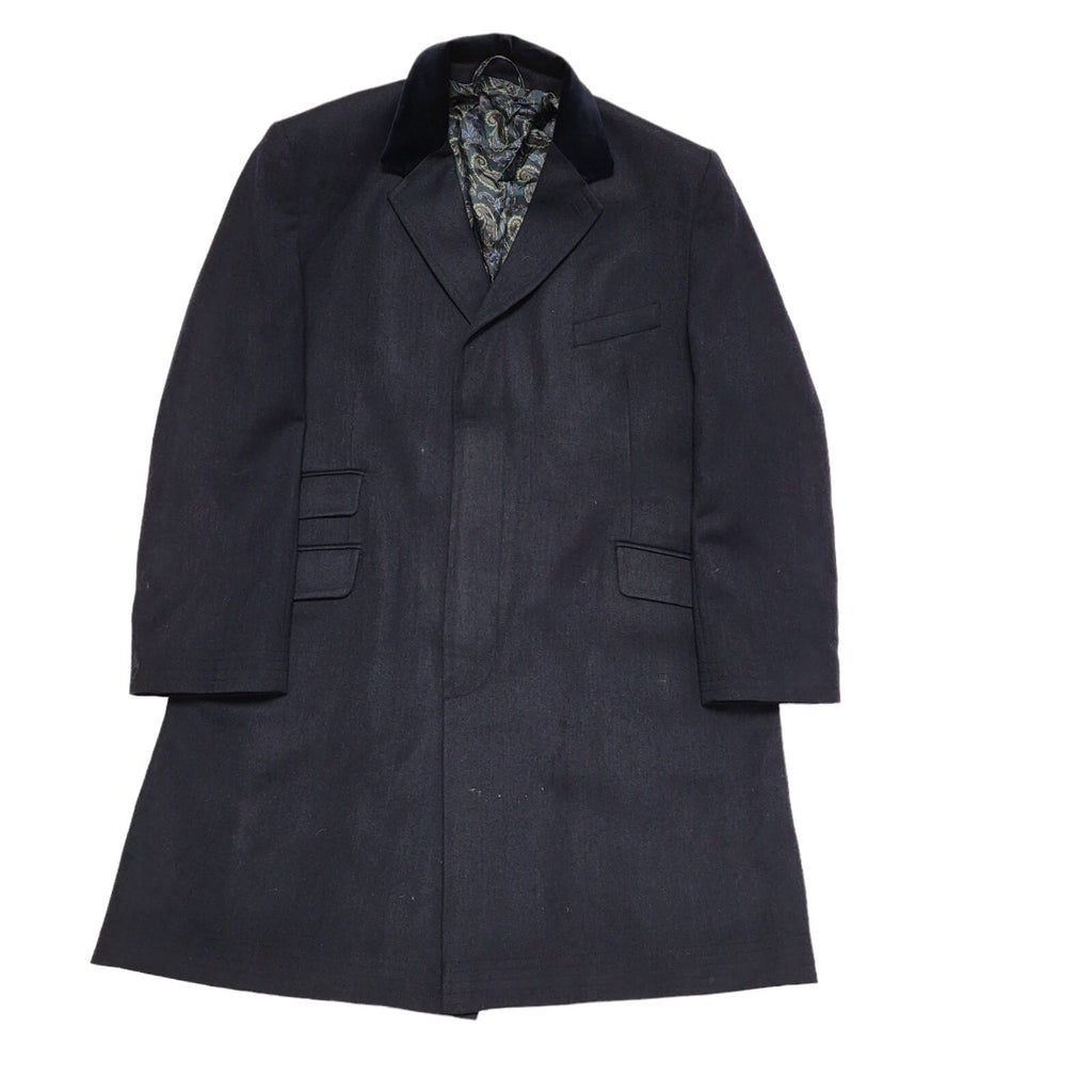 Vintage Full Monty  90s Dark Blue Wool Button Overcoat Men's Size Medium