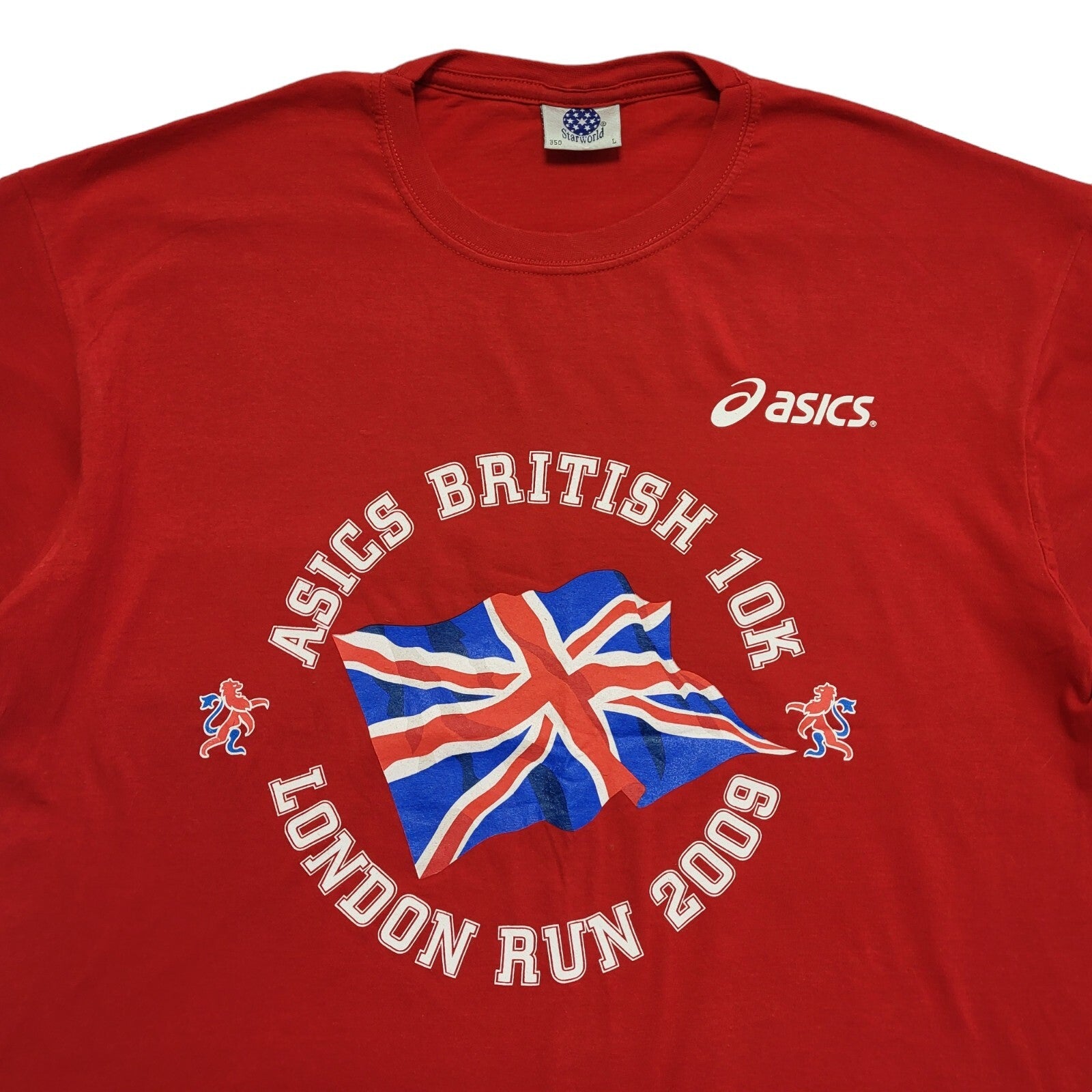 Star World Vintage Red London Run 2009 Short Sleeve Y2K T-Shirt Mens Size L