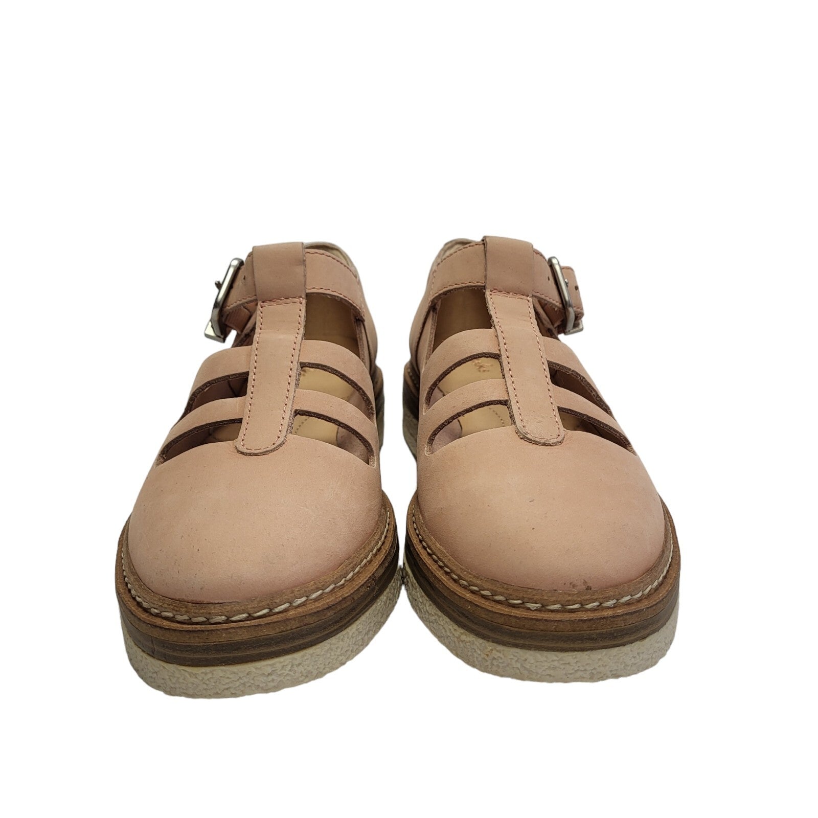 Clarks Zante Freya Pink Leather Vintage Buckle Flat Shoes Uk Girl's Size 3.5