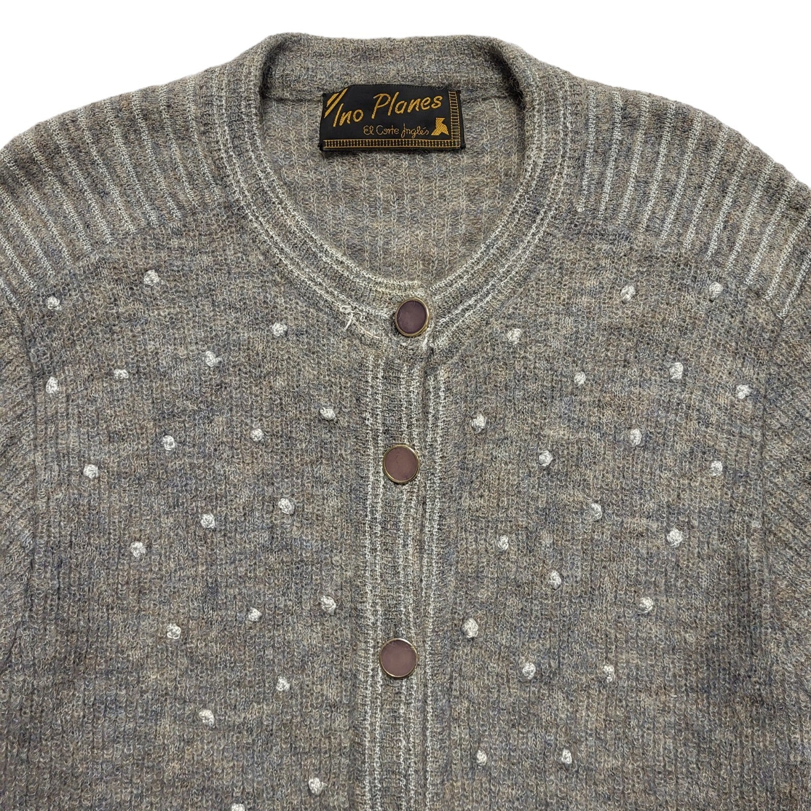 Ino Planes 80s Grey Sequins Button Cardigan Uk Women's Size 12/14