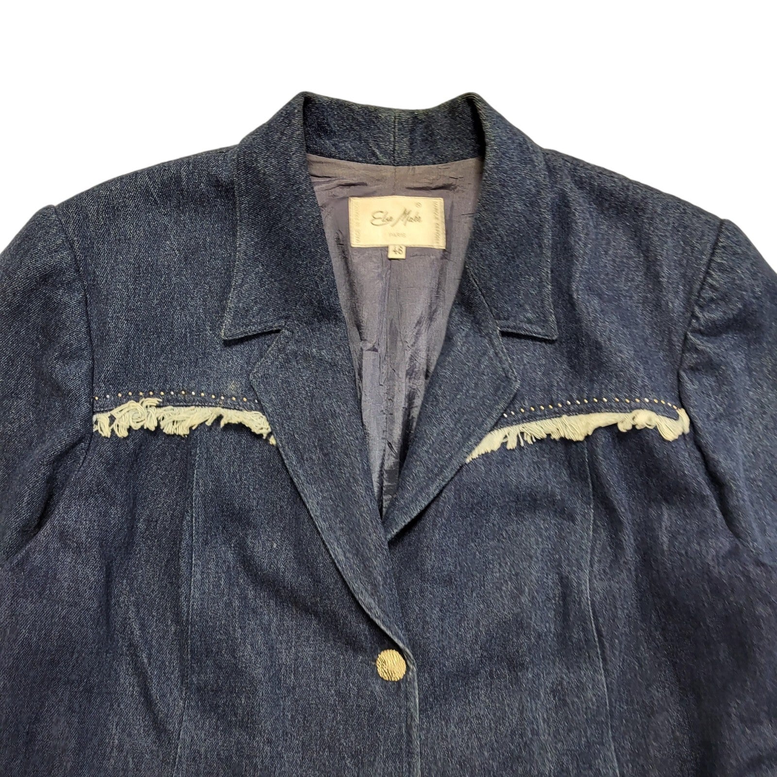 Vintage 90s Navy Blue Button Casual Jacket Uk Women's Size 18