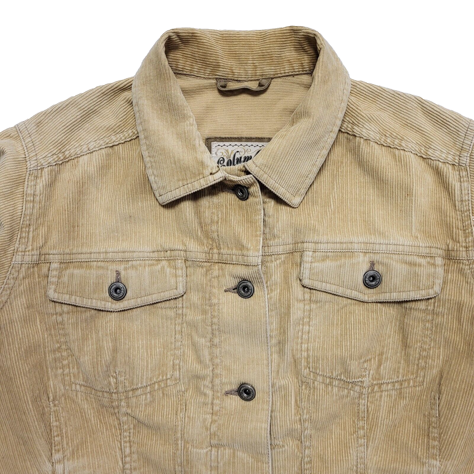 Columbia Blues Vintage 90's beige Corduroy Button Jacket Womens UK Size L