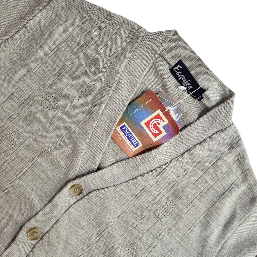 Esquire Vintage Beige Button Cardigan UK Men's Size XL Bnwt