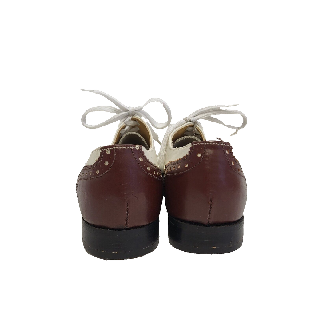 Gandolfi Cream & Brown Lace-Up Leather Shoes Uk Women's Size 2.5