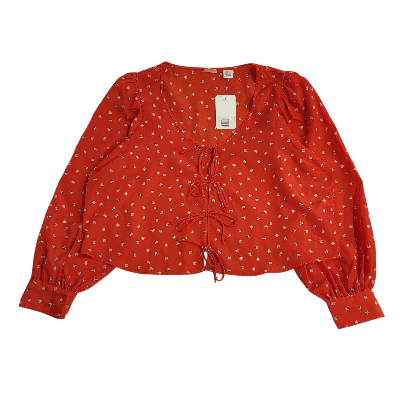 Levi's Blouse Vintage Y2K Dotted Cropped Balloon Sleeve Bnwt Women's Uk 2XL