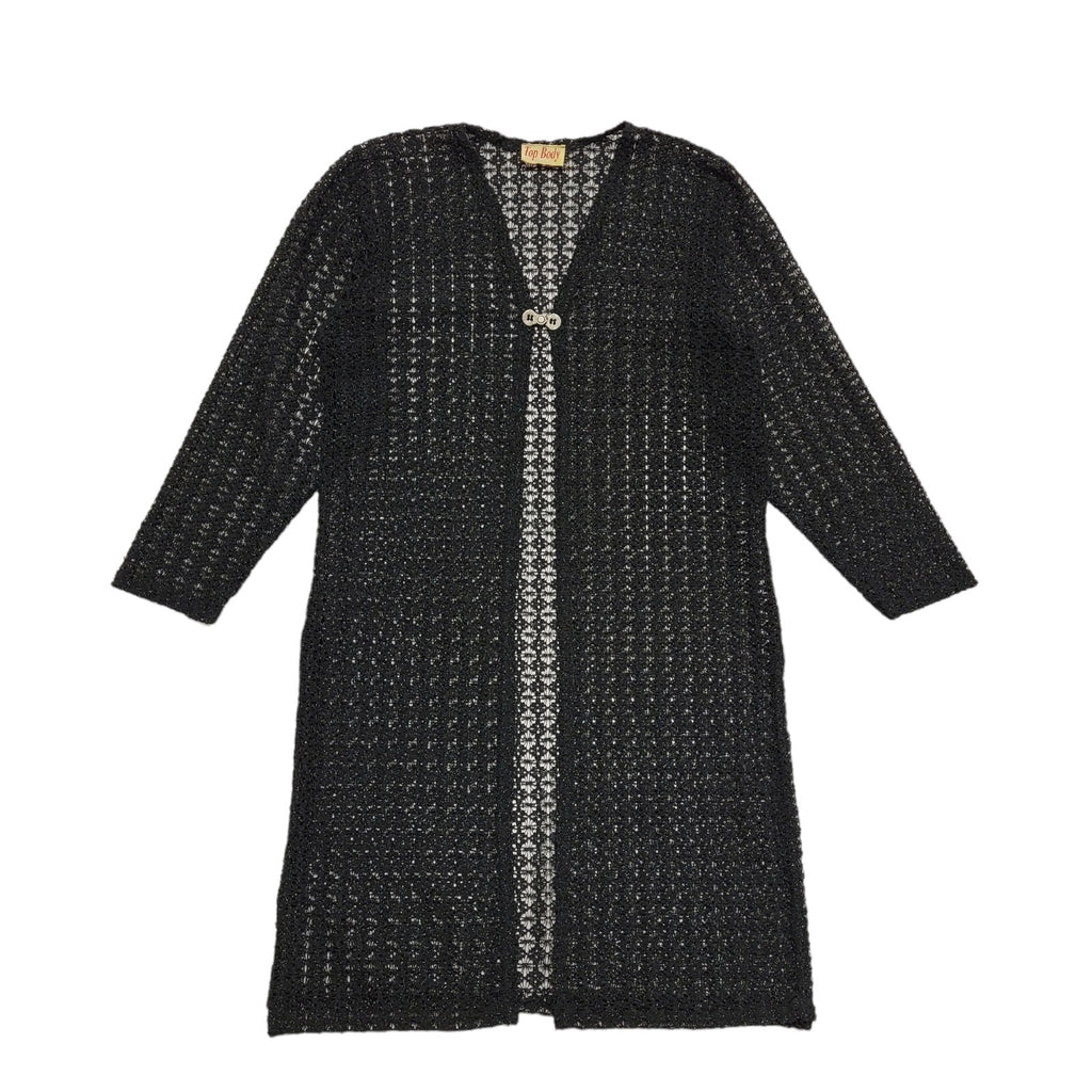 Top Body Vintage 80's Black Clasp Front Long Sleeve Cardigan Womens M/L