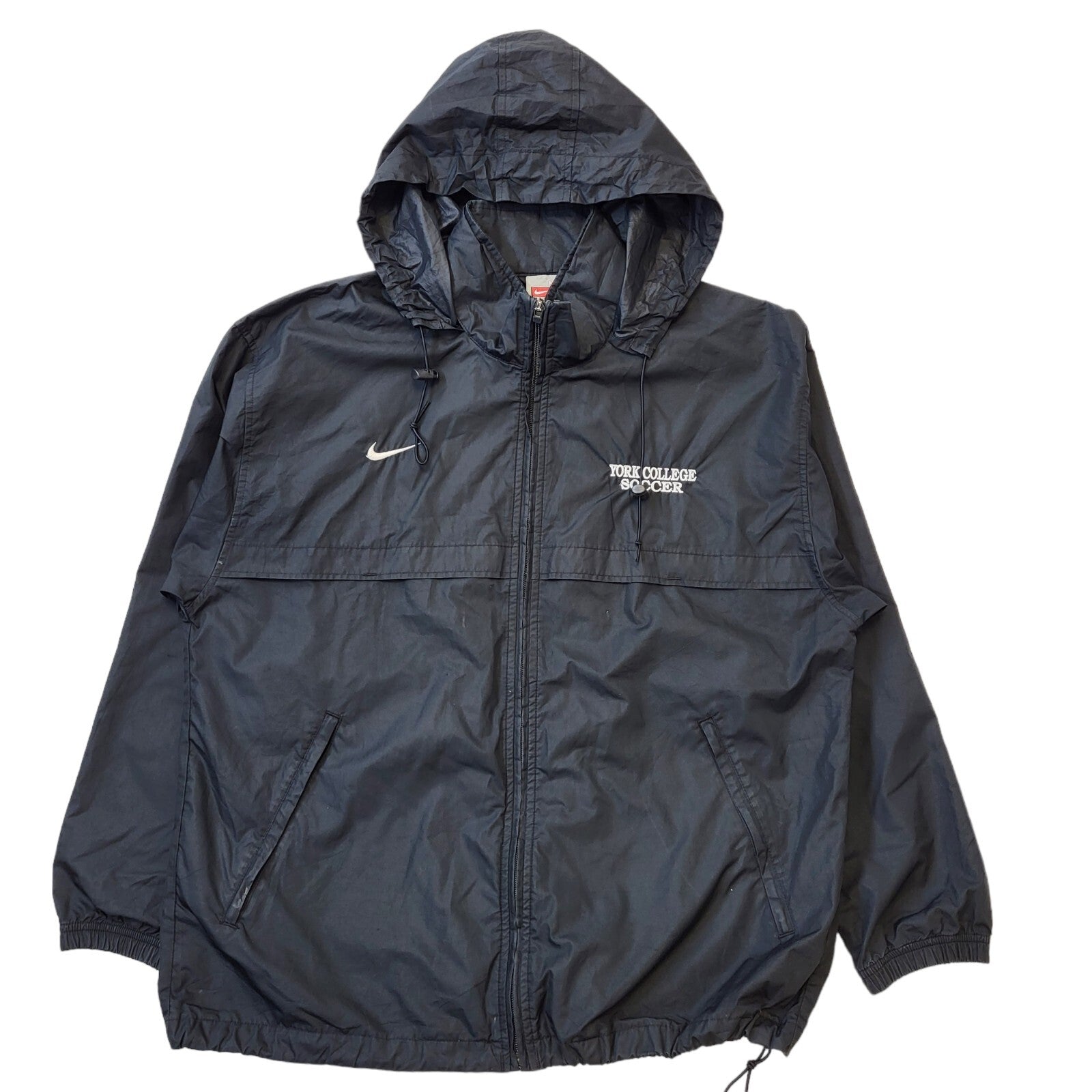 Nike 90s Vintage Black York College Hooded Jacket Men's Size Medium