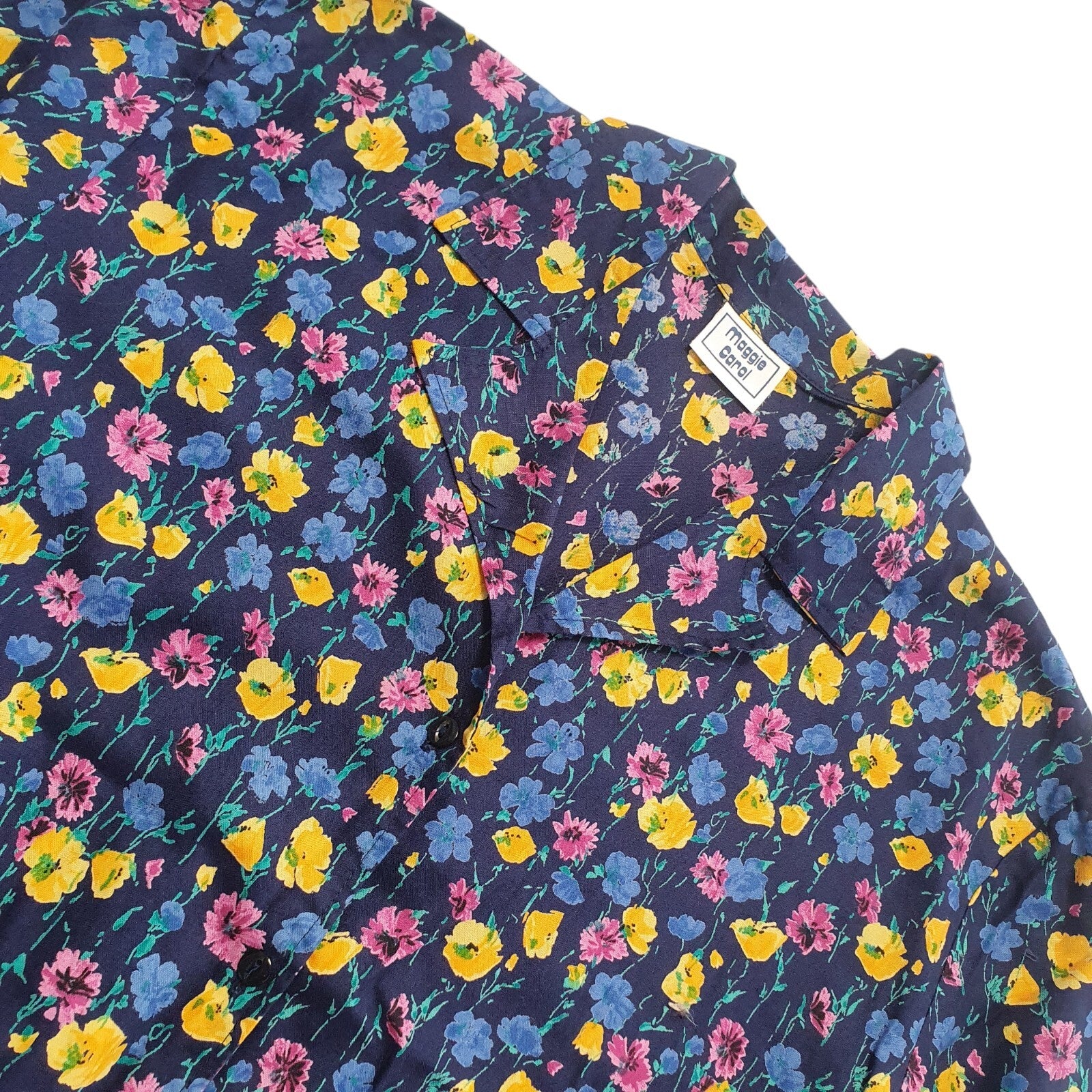 maggie Carol Vintage 90s Multicoloured Floral Shirt Dress Womens UK Size L