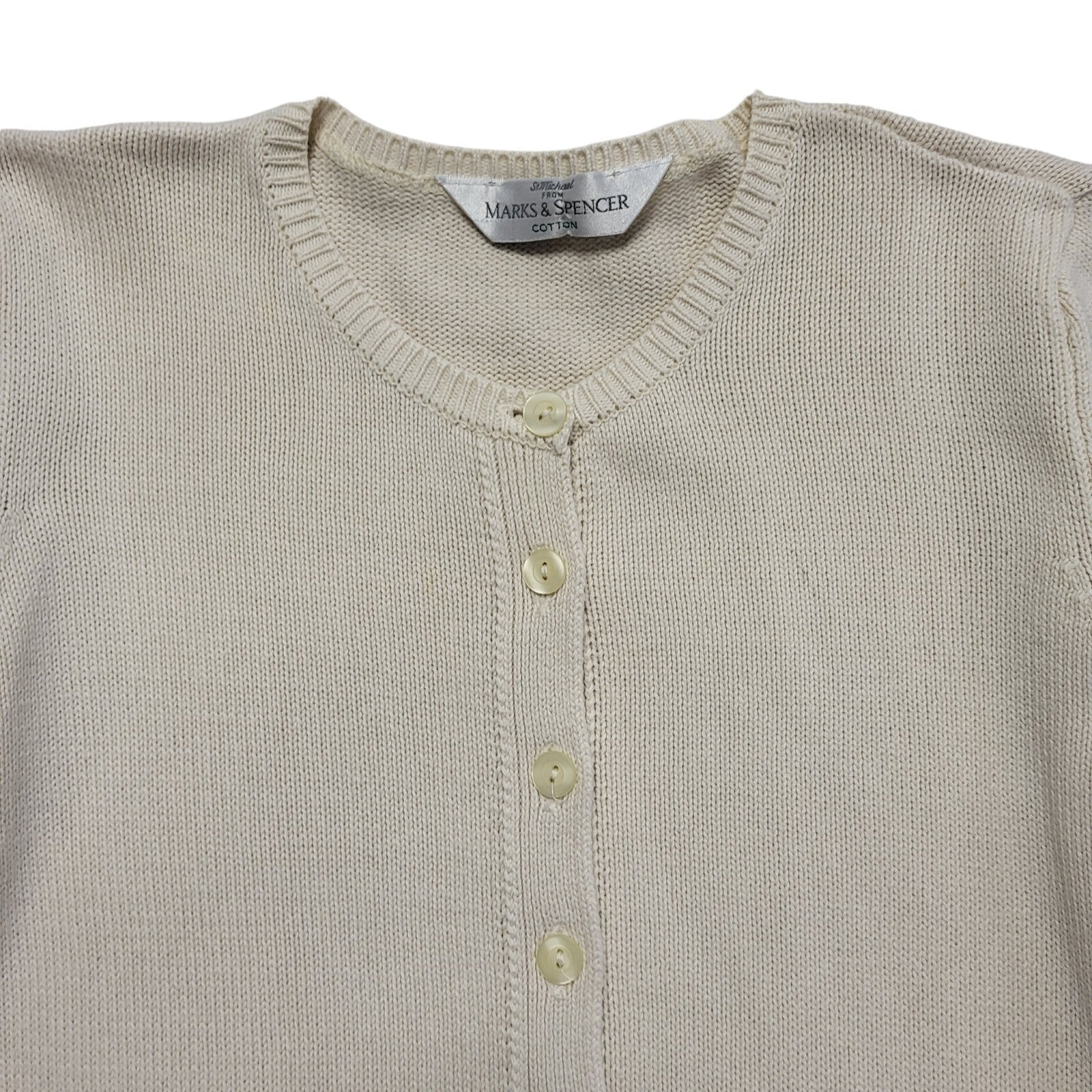 M&S Vintage 90's Cream Button Cardigan Uk Women's Size 10