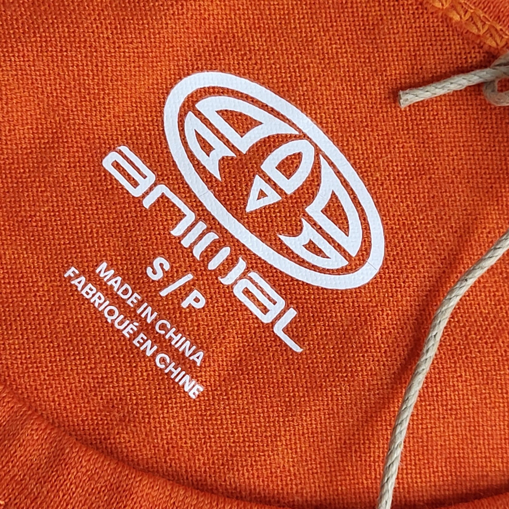Animal 90s Vintage Orange Long Sleeve Crew Neck T-Shirt Men's S