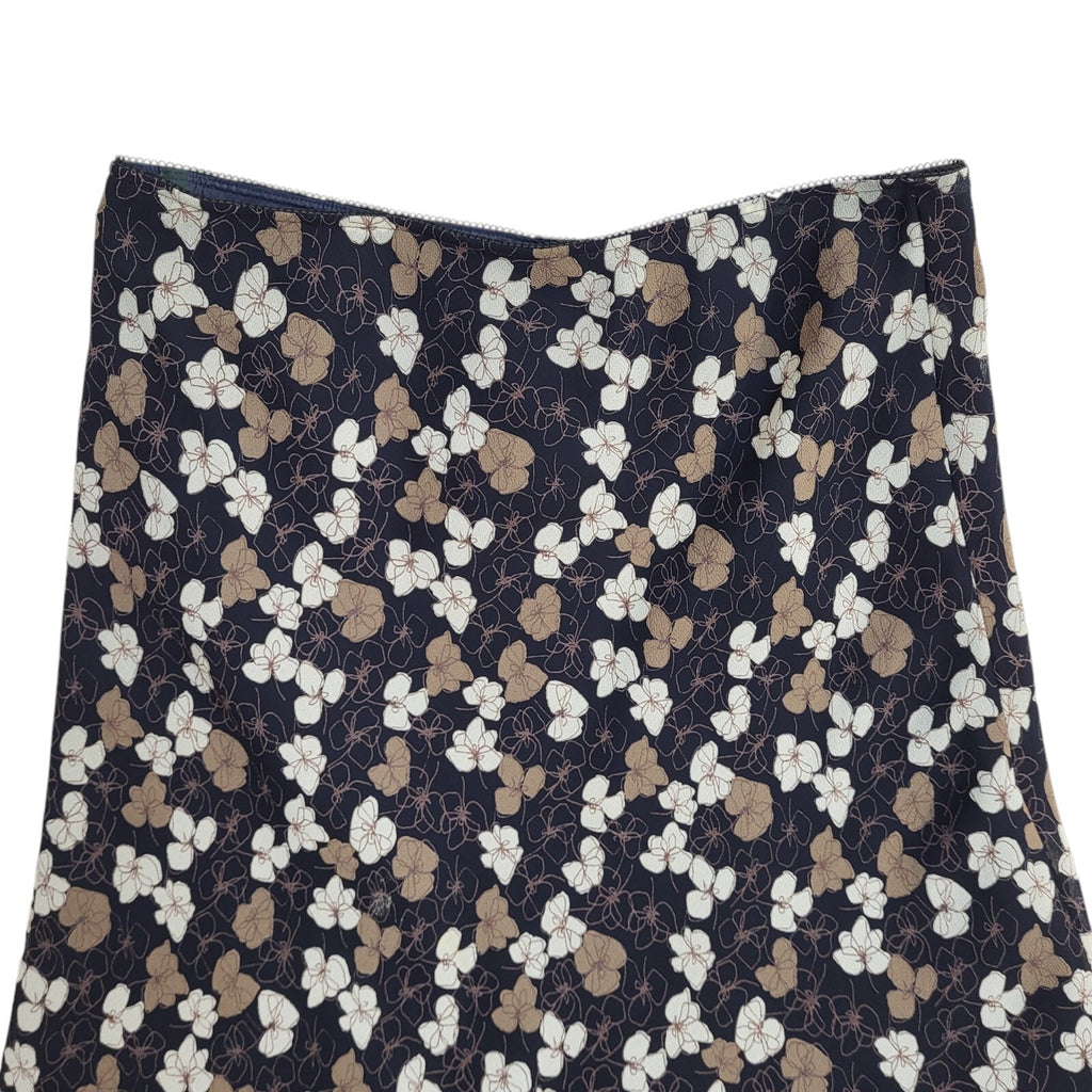 Laura Ashley 90's Black & Brown A-Line Floral Long Skirt Women's Size 14 W32