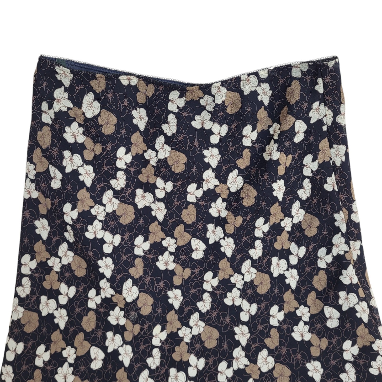 Laura Ashley 90's Black & Brown A-Line Floral Long Skirt Women's Size 14 W32