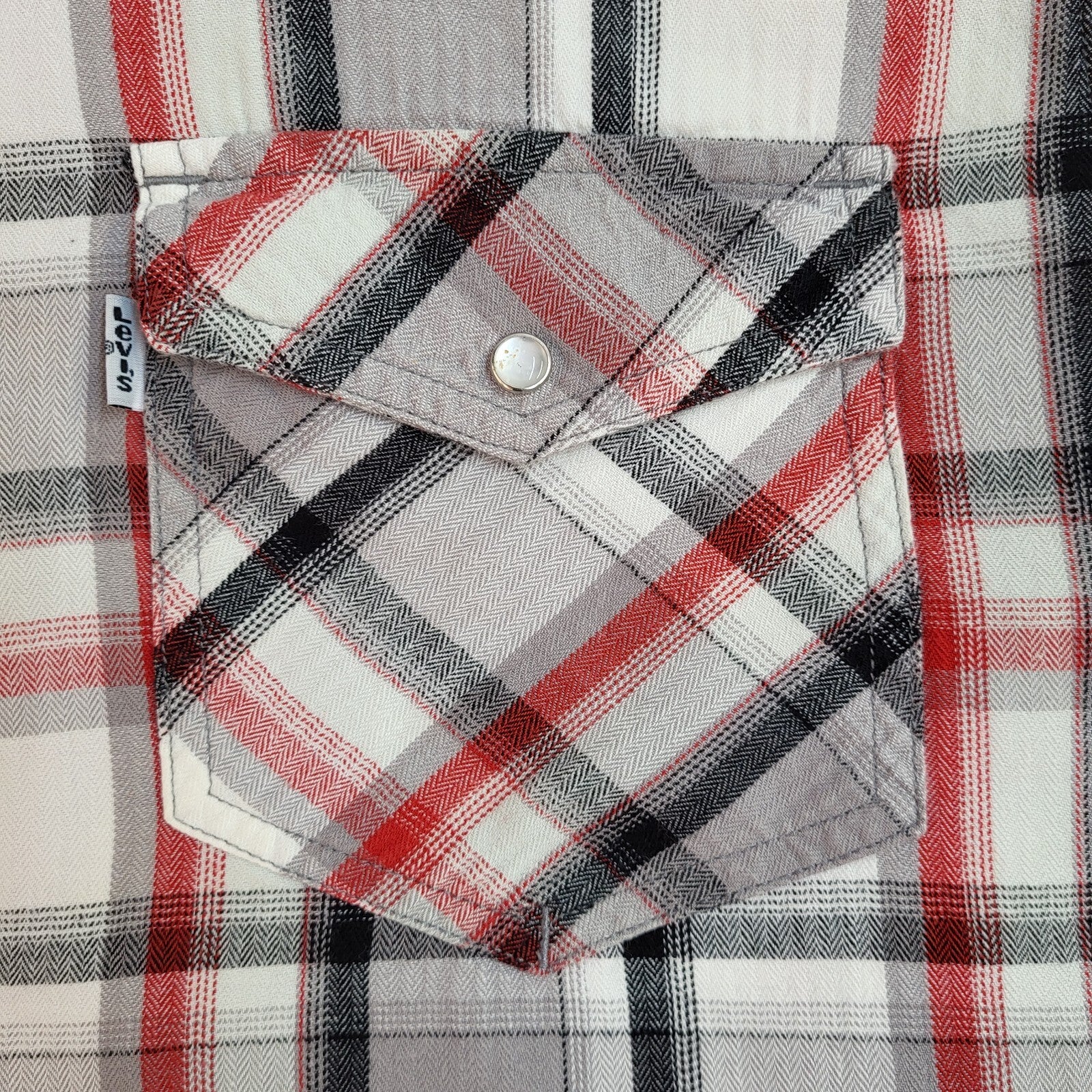 Levi's Grey,Red & Black Western Checked 90s Long Sleeve Shirt Men's Size M