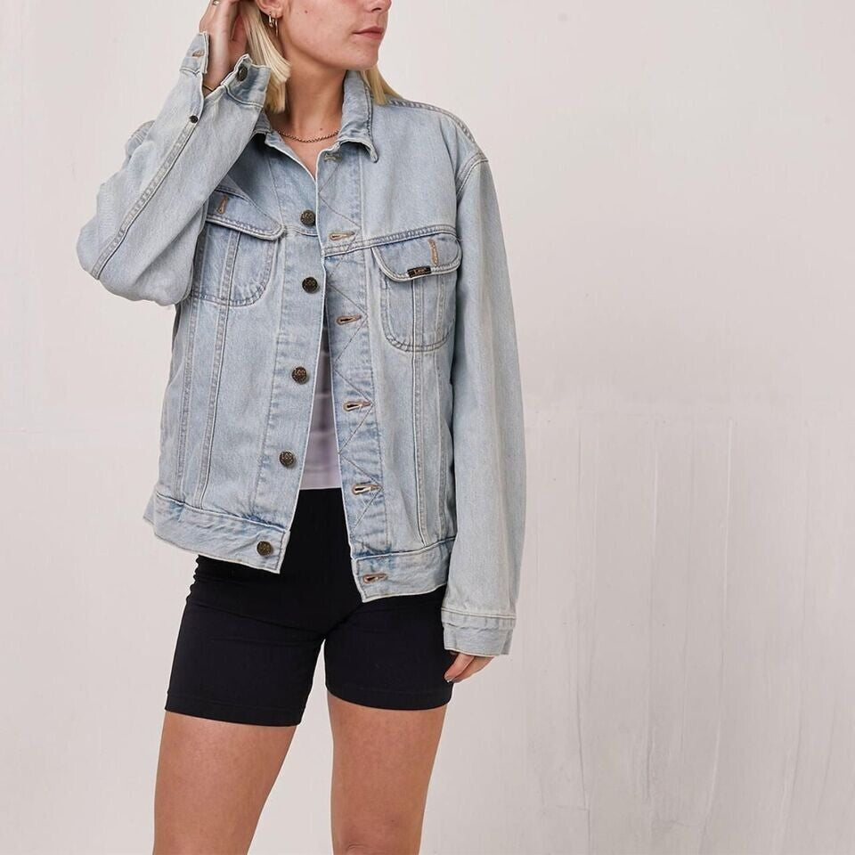 Lee Vintage 90's Light Blue Button Up Collared Denim Jacket Men's UK Size S