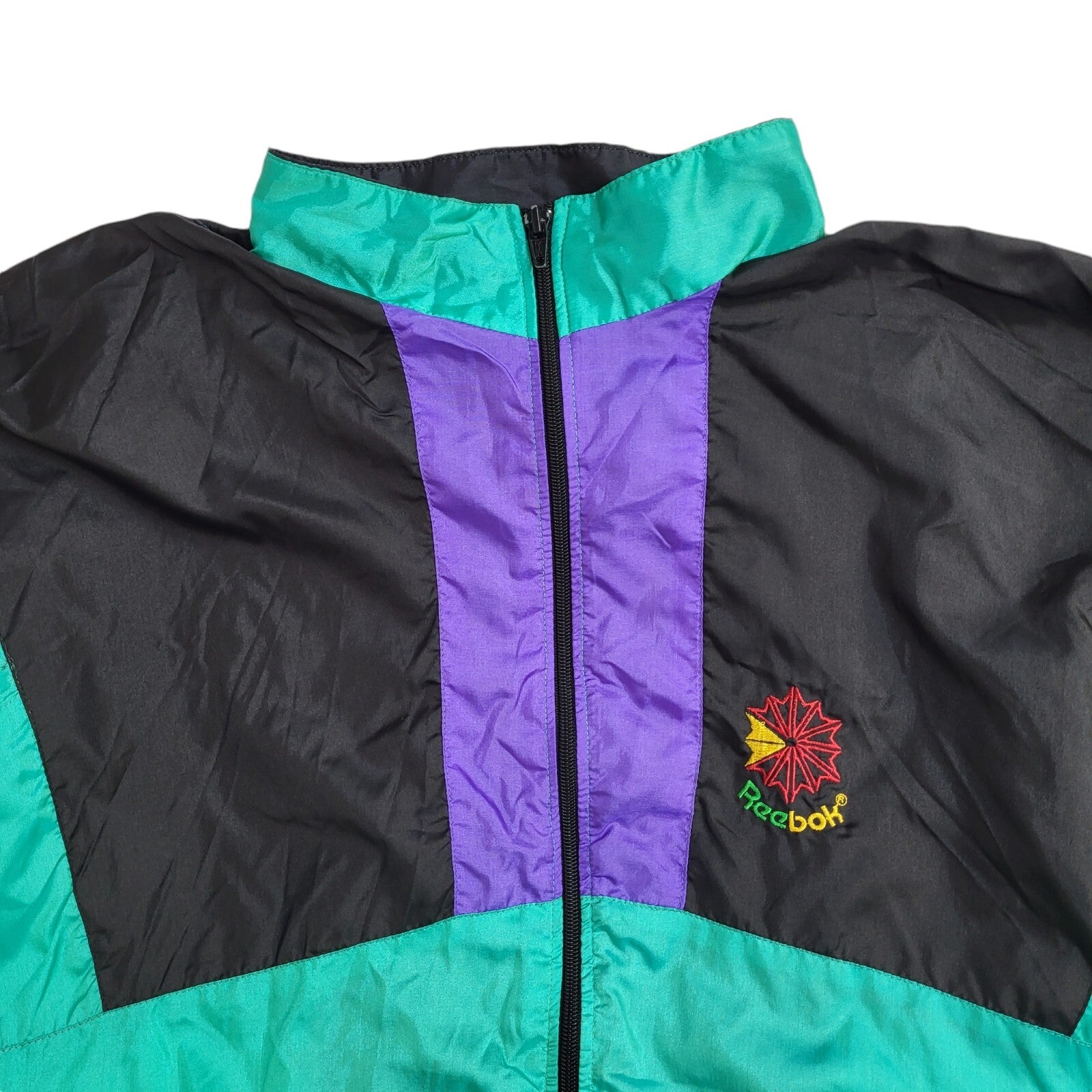 Reebok Green,Purple & Black Vintage 80's Sports Jacket UK Men's Size L